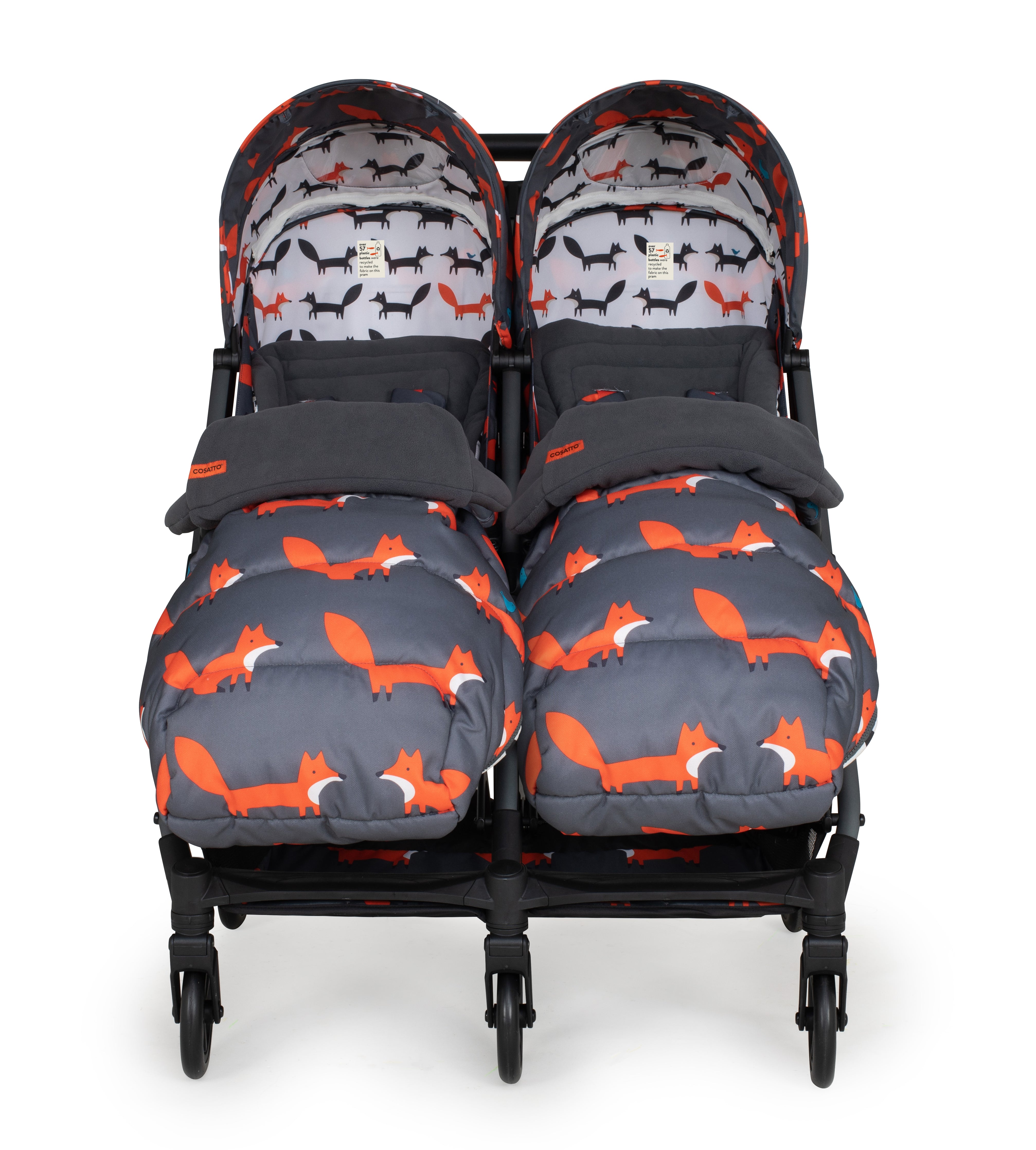 Silla de paseo Woosh Double - Charcoal Mister Fox