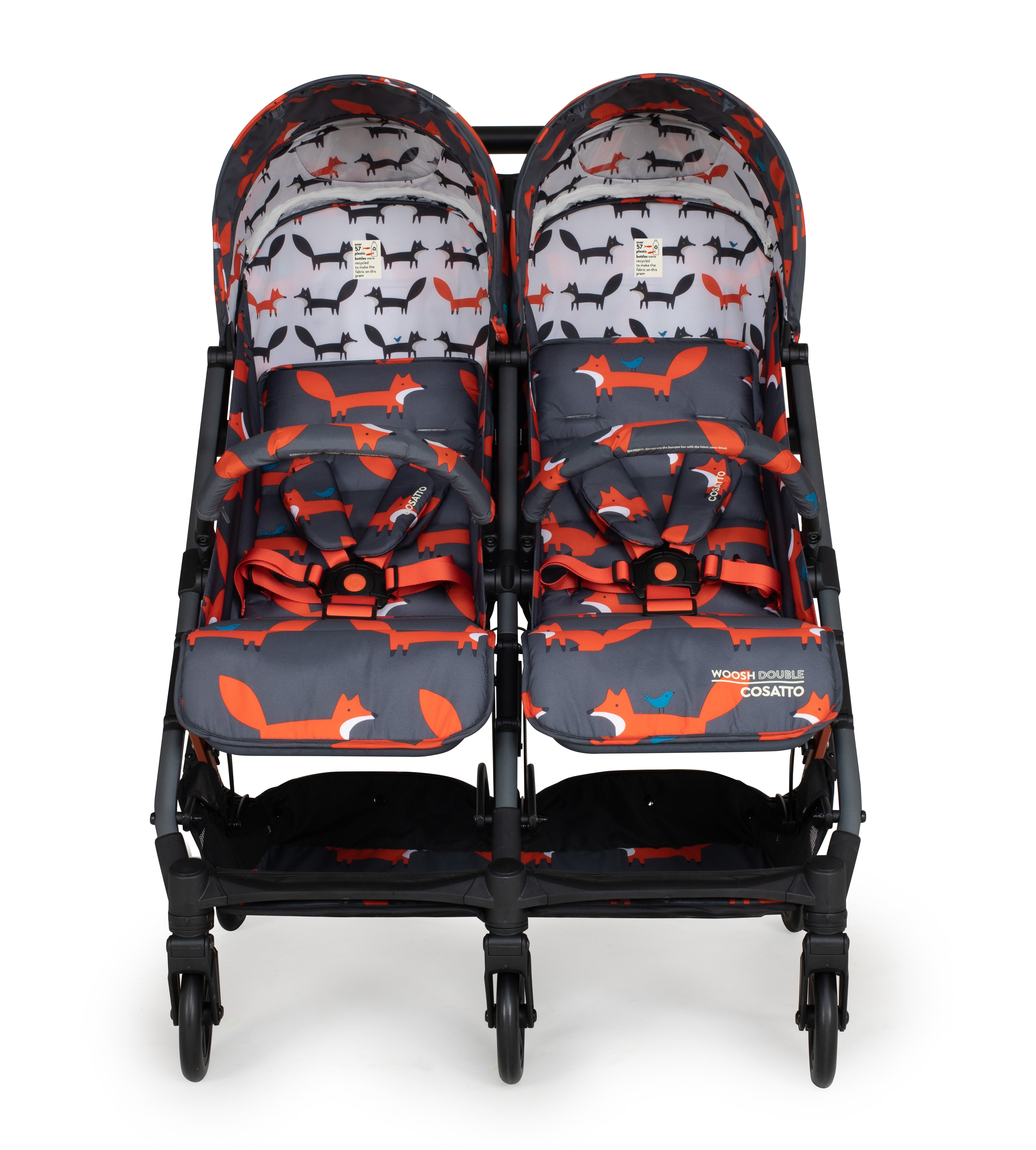 Silla de paseo Woosh Double - Charcoal Mister Fox